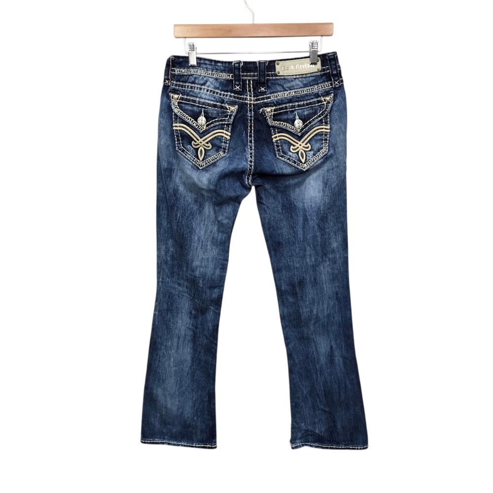 Rock Revival Elaina‎ Easy Boot Jeans Womens 28 Medium Wash Embroidered Western